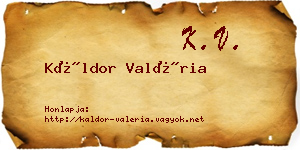 Káldor Valéria névjegykártya