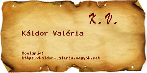 Káldor Valéria névjegykártya